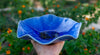 Coupe bleue en porcelaine forme fleur