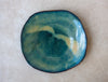 Plateau de présentation alimentaire bleu vert beige (32 cm)