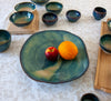 Plateau de présentation alimentaire bleu vert beige (32 cm)
